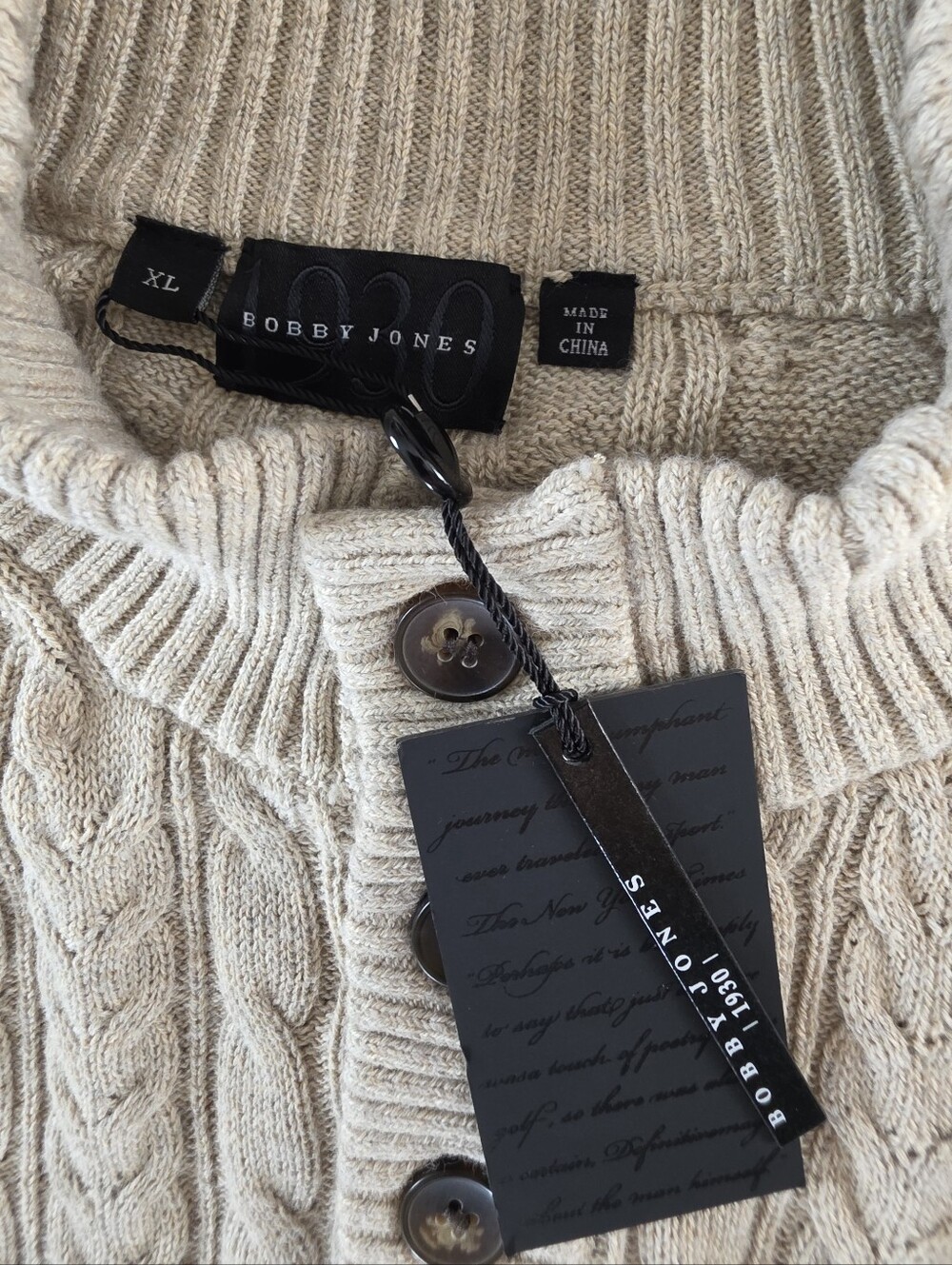 Bobby Jones Georgia Tech Sweater Mens XL NWT Cotton Wool Cable Knit GT - Picture 6 of 10